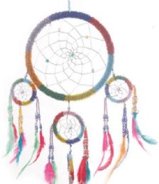 12 Wholesale Beaded With Feather Dream Catcher
