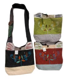 10 Wholesale Floral Embroidery Razor Cut Hobo Bags