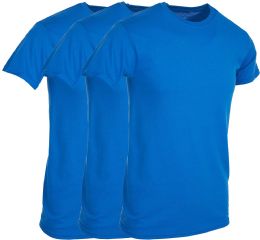 3 Wholesale Mens Royal Blue Cotton Crew Neck T Shirt Size Small