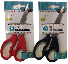 48 of Scissors - 5 Inch - Blunt Tip - Assorted Colors - Try Me Card