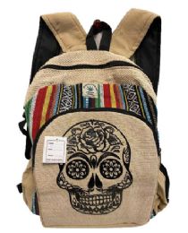 5 Pieces Sugar Skull Himalayan Hemp Handmade Backpacks - Backpacks 15" or Less