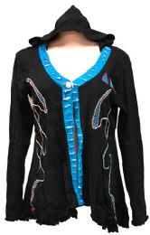 5 Pieces Nepal Handmade Cotton Jackets With Hood Turquoise - Womens Fashion Tops