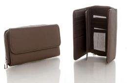 8 Pieces Zip Around Continental Wallet - Grey - Wallets & Handbags