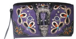 5 Wholesale Rhinestone Buckle Design Wallet Purse Purple