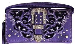 5 Pieces Rhinestone Buckle Flower Design Wallet Purse In Purple - Wallets & Handbags