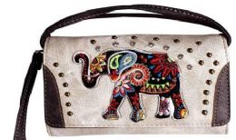 5 Pieces Rhinestone Wallet Purse With Elephant Embroidery - Wallets & Handbags