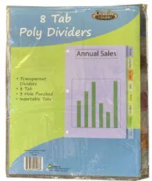 96 Pieces Poly Divider 8 Tab - Dividers & Index Cards