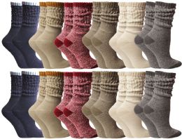 12 Pairs Yacht & Smith Slouch Socks For Women, Assorted Earthy Neutral Tone Sock Size 9-11 - Womens Crew Sock