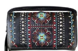 3 Pieces Flower Design Wallet Purse Black - Wallets & Handbags