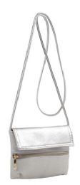 6 Units of Fashion Crossbody Sling Purse with Front Zipper In Silver - Shoulder Bags & Messenger Bags