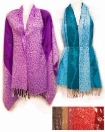 24 Wholesale Large Pashmina With Leopard Pattern Assorted