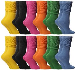 12 Wholesale Yacht & Smith Slouch Socks For Women, Assorted Bold Bright Sock Size 9-11