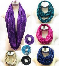 36 Pieces Light Infinity Circle Scarves Shiny Assorted Colors - Womens Fashion Scarves
