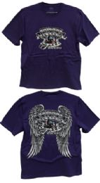 24 Wholesale Purple Tshirts With American Angel Forever Biker Prints
