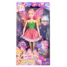 12 Wholesale Diana Magical Fairy Princess Doll - 3 Piece Set