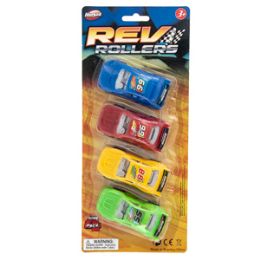 48 Wholesale Rev Rollers Race Cars - 4 Piece Set