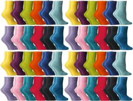 48 of Yacht & Smith Women's Solid Assorted Colors Warm & Cozy Fuzzy Socks