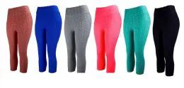 96 Units of Solid Color Bubble Capri Size Assorted - Womens Capri Pants