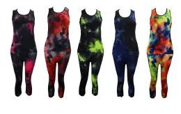 72 Units of Tie Dye Capri Set Size Assorted - Womens Capri Pants