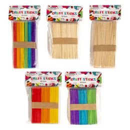 24 Wholesale Craft Sticks Wood 80pc Reg/40pc Large Natural/multicolor 24pcpdq