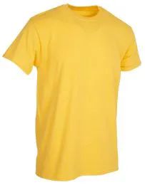72 Pieces Mens Cotton Short Sleeve T Shirts Solid Yellow Size S - Mens T-Shirts