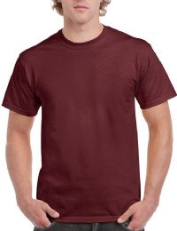 Mens Cotton Short Sleeve T Shirts Solid Maroon Size L