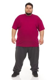 Mens Cotton Short Sleeve T Shirts Solid Maroon Size 3xl