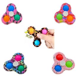36 Wholesale Push Pop Fidget Spinner Toy Printed With Triple Popper