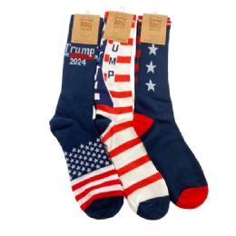 48 Pairs Trump 2024 Crew Socks 3 Styles 10-13 - Mens Crew Socks