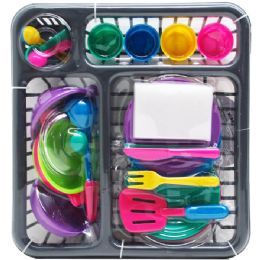12 Wholesale 27pc Pretend Dish Play Set In 11.75" Dish Rack