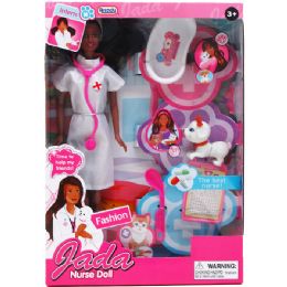 12 Wholesale 11.5" Nurse Ethnic Jada Doll W/ Pet & Accss