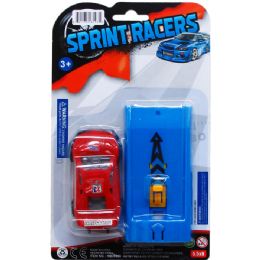 72 Wholesale 3.5" Sprint Racers W/ Launcher On Blister Card, 4 Assrt Clrs