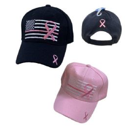 24 Wholesale Pink Lives Matter Hat Pink Ribbon Flag