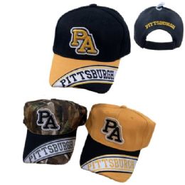 24 Wholesale Pittsburgh Hat Banner On Bill