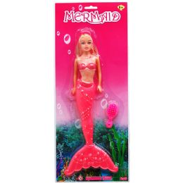 36 Wholesale 12.75" Mermaid Doll W/ Brush On Blister Card
