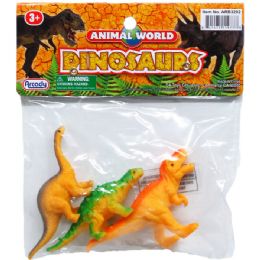 72 Bulk 3pc 3.75" Dinosaurs In Pvc Bag W/ Header Card, 2 Assrt