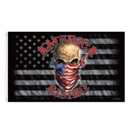 24 Wholesale America Rising Flag Black And Gray Flag Skull