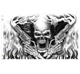 24 of Skull With Smoking Guns Flag