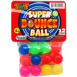 48 Units of 12 Piece 0.75 Inch High Bouncing Balls In Poly Bag With Header - Novelty Toys
