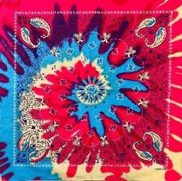 BandanA-Pink Yellow Blue Paisley Tie Dye