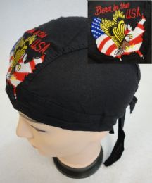 48 Pieces Embroidered Skull Cap [born In The Usa - Head Wraps