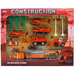 12 Units of 14PC DIECAST CONSTRUCTION PLAY SET IN WINDOW BOX - Cars, Planes, Trains & Bikes