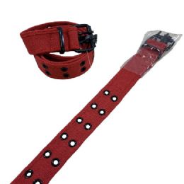 24 Wholesale Belt Canvas Belt With Holes All Sizes Red