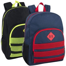 24 Pieces 17 Inch PrO-Jersey Stripes Backpack Two Colors - Backpacks 18" or Larger