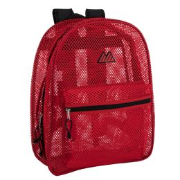 24 Pieces Premium Quality Mesh 17 Inch BackpacK- Red - Backpacks 17"
