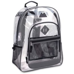 24 Pieces 17 Inch Clear BackpacK- Grey - Backpacks 17"