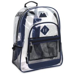 24 Pieces 17 Inch Clear BackpacK- Blue - Backpacks 17"