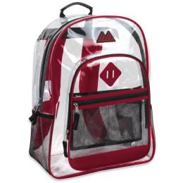 24 Wholesale 17 Inch Clear BackpacK- Red