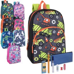 24 Wholesale Preassembled 15 Inch Character Backpack & 12 Piece School Supply KiT- Boys & Girls Printed