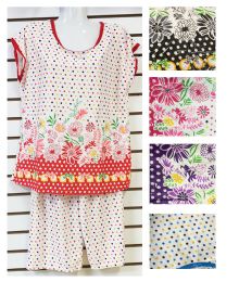 24 Pieces 2 Piece Floral Pajama Assorted - Women's Pajamas and Sleepwear